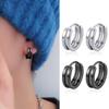 Boucles d'oreilles Huggie à Double Anneau en Acier Inoxydable Mode Hip Hop pour Hommes Femmes Boucles d'oreilles de Fête de Rue