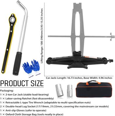 2 Ton Portable Car Jack Set with Lug Wrench, Handle & Socket – Emergency Tire Changing Kit for Cars, SUVs