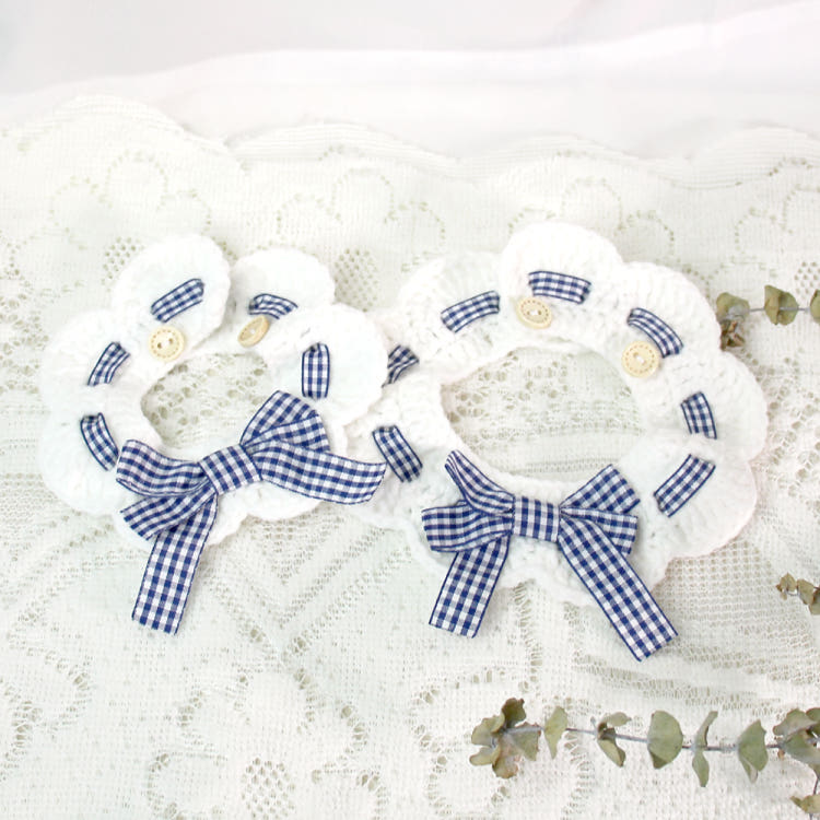 [KIMnyang_deng] Niebieska wstążka w kratkę, kot, szczeniak, dzianinowy peleryna