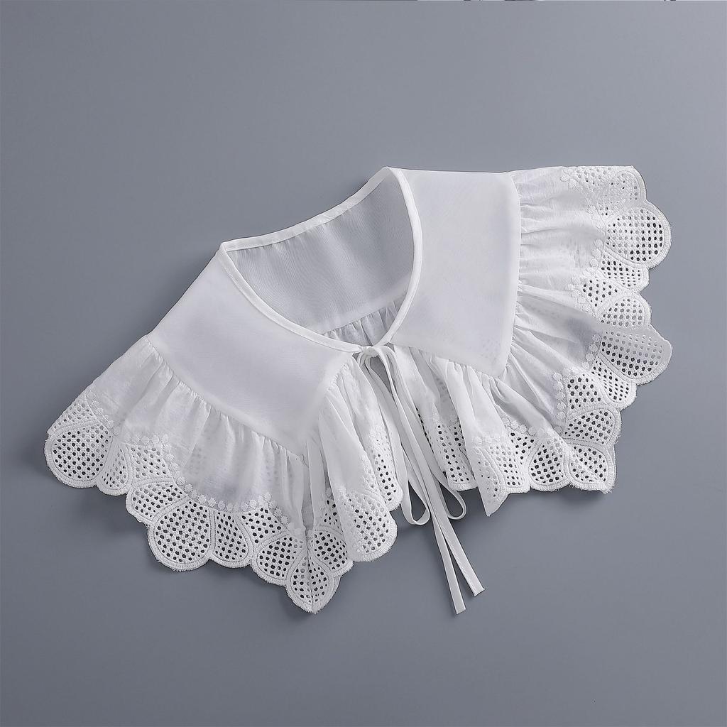 Adjutable Bowknots Fake Collar Lace Floral False Collar for Women Shirt Detachable Collar Clothing Shoulder Wraps