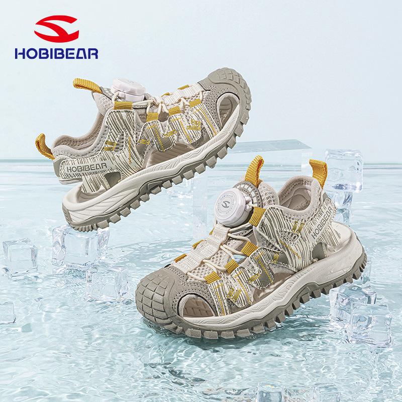 Kids Closed Toe Sandals Summer Breathable Rotary Buckle Beach Shoes Sport Water Sandals For Boys Girls Outdoor Walking Shoes