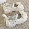 Pearl small leather shoes spring new Mary Jane shoes 2025 thick heel high heel single shoes platform with skirt princess round head