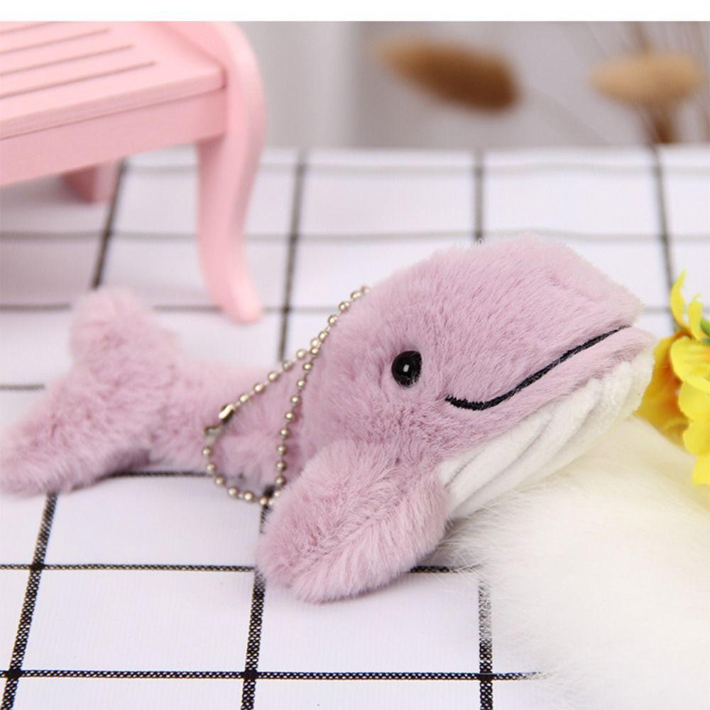 Kawaii Plush Stuffed Whale Keychain Cartoon Marine Organism Keyring  Backpack Decor