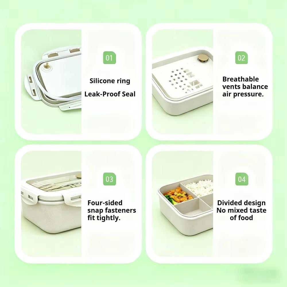 1pc Wheat Straw Lunch Box, Bento Box for Students, Portable Sealed Compartment Lunch Container for Microwave,back to school