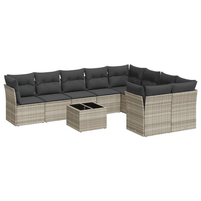 VidaXL Garden Lounge Set with Cushions 10 Pcs, Sofas with Adjustable Feet, Outdoor Furniture Set Patio Terrace, 3218182