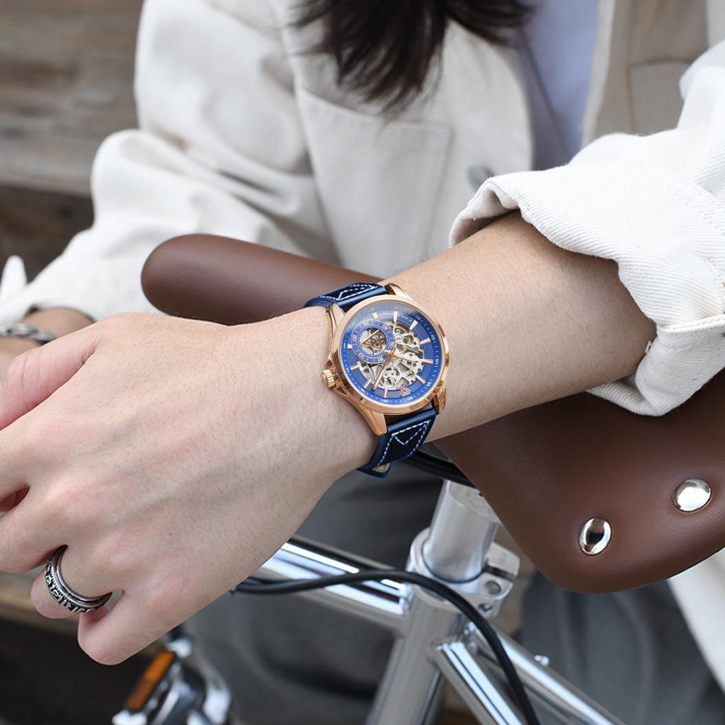 Mark Huafei Men's Trendy Watch Automatic Mechanical Hollow Fashion Style Brand Waterproof Premium Sense Watch