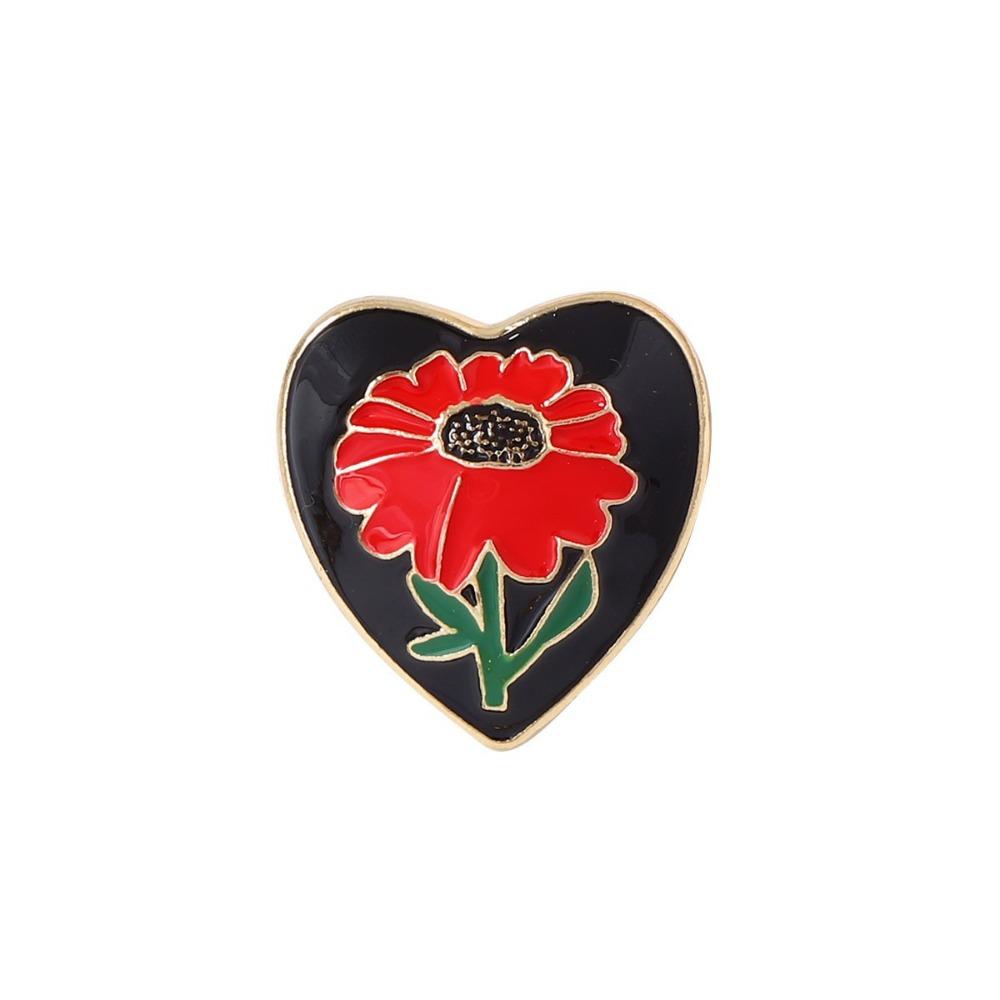 Pomegranate Printing Enamel Flower Ethnic Style Ring Irregular Rotundity Heart-shaped Vintage Metal Geometric Ring Colorful