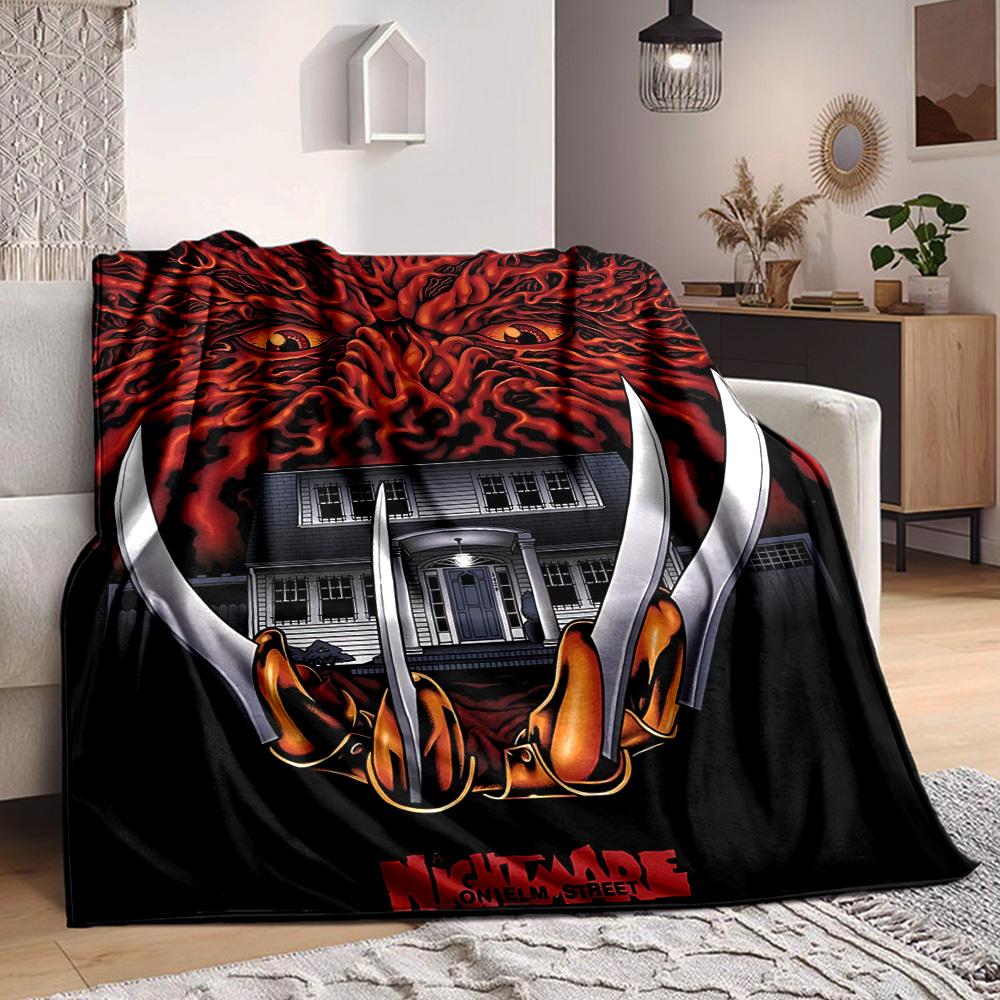 1pc A Nightmare On Elm Street Flannel Throw Blanket - HD Printed Lightweight Soft Warm All-Season Blanket for Sofa, Bed, Travel, Camping 081