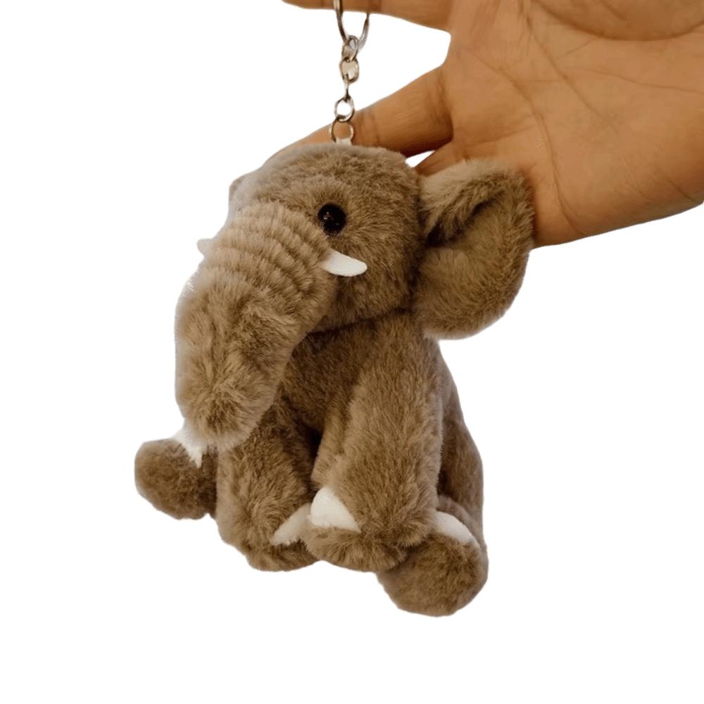 

Polyester Elephant Keyring Cute Cartoon Animal Bag Pendant Plush Stuffed Keychain Purse Decoration коричневый