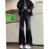 Lightning pattern jeans men's spring and autumn straight loose wide legs American high street old and thin pants trendy brand trousers