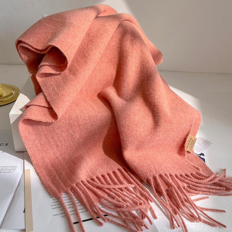 Pure Wool Scarf Women Winter Warm Cashmere Shawl Checkerboard Grain Design Couple Accessory Premium Windproof Scarf