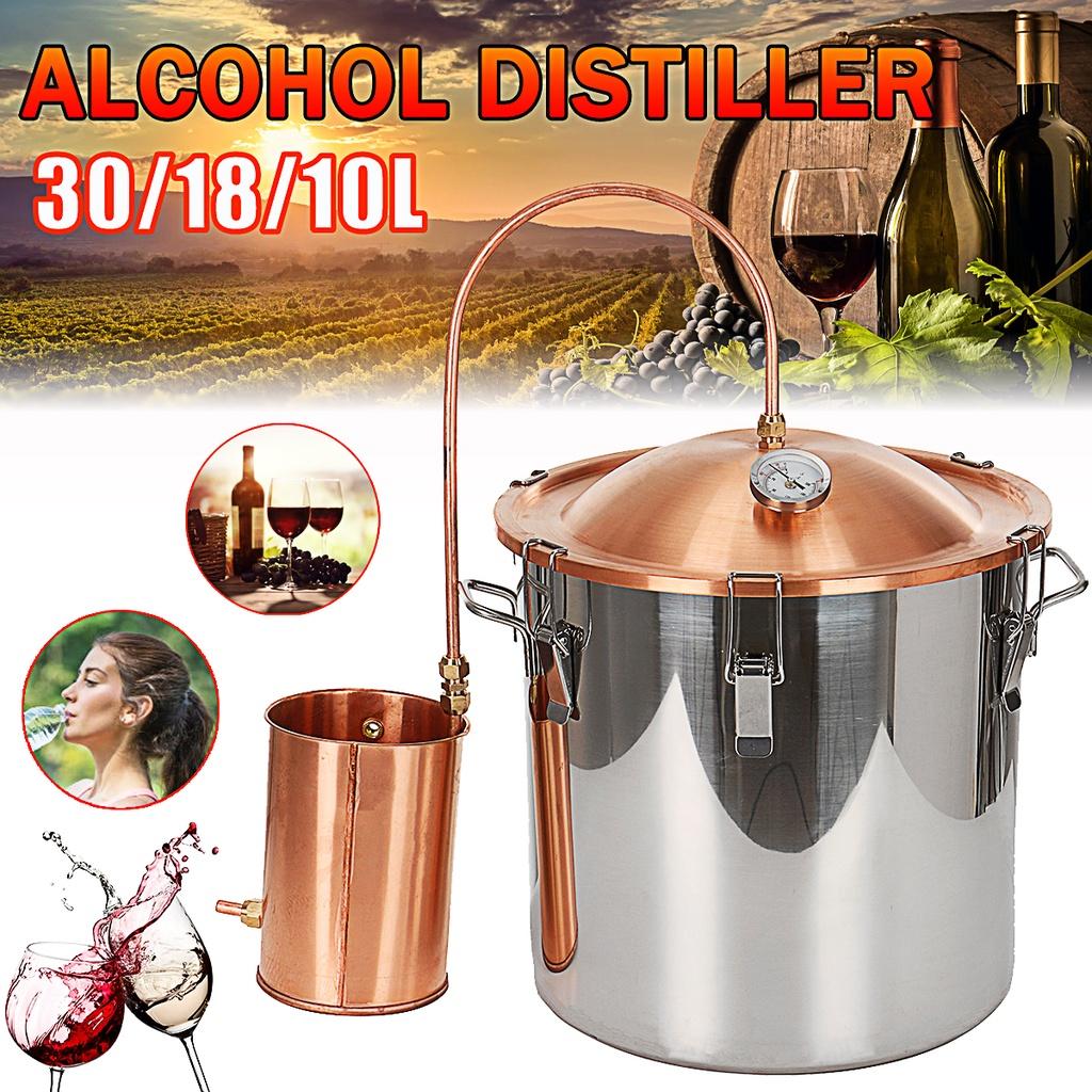 Nový 10/18/30l DIY Měsíční svit Destilační přístroj Alkohol Měděný Destilátor s Vodním Cirkulačním Čerpadlem Víno Brandy Esenciální Olej Vaření Sada Kit
