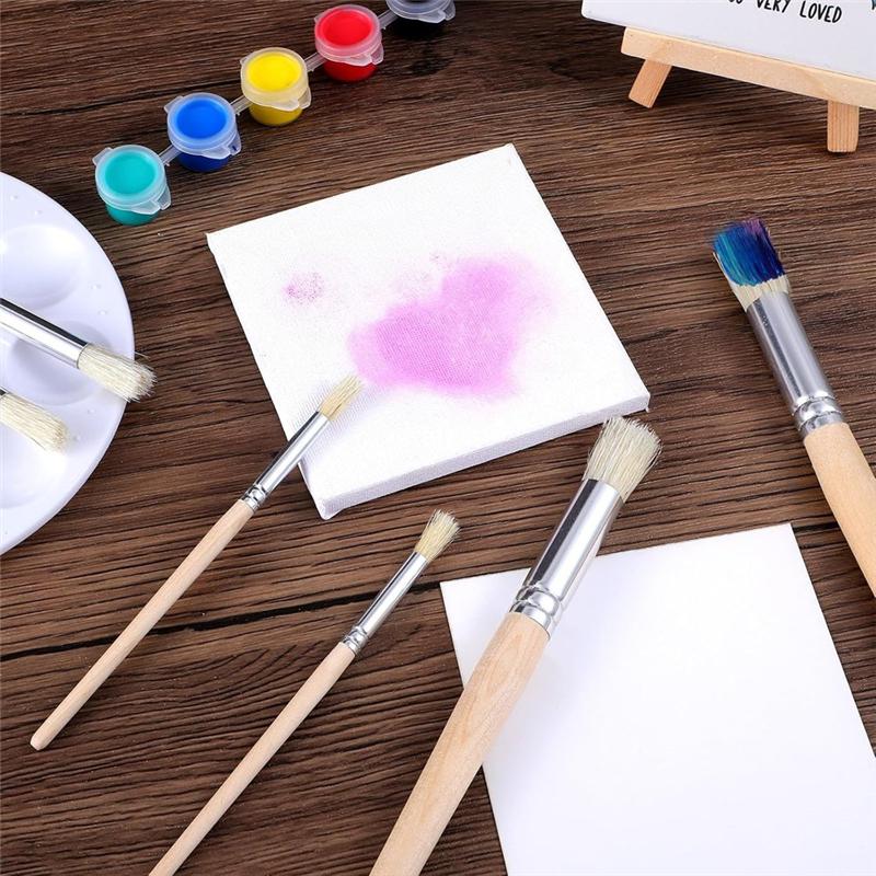 Good-For Painting On Wood Wall Stencils Projects Card Making DIY Crafts 12Pcs Wooden Stencil Brushes Set Acrylic Watercolor