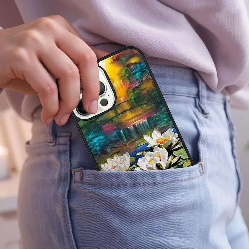 Monet Garden Lotus Phone Case For iPhone 17 Air 15 16e 14 13 Pro Max Coque 12 11 Pro Max PLUS cover