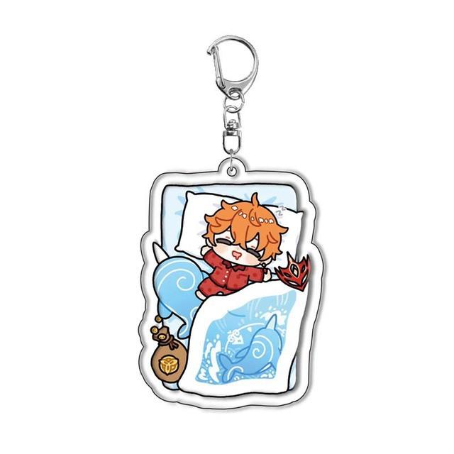 Genshin Impact Acrylic Keychains Arlecchino Sigewinne Lyney Wriothesley Clorinde Lynette Diluc Mona Keyrings Pendants Figure Toy