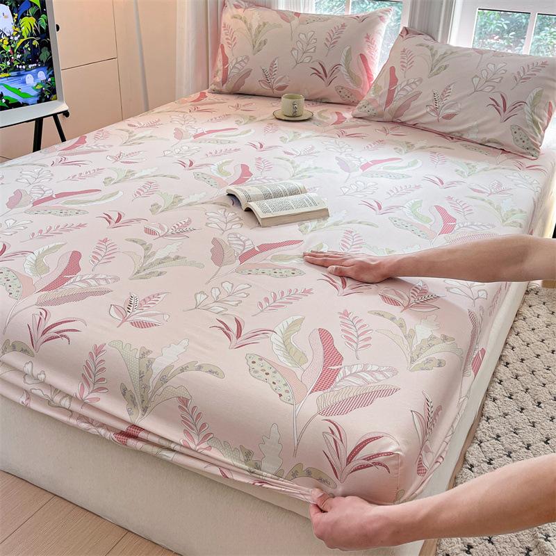 New Cotton Fitted Sheet Single Piece Printed Design Home Bedroom Fitted Sheet All-inclusive Anti-slip Bed Sheet