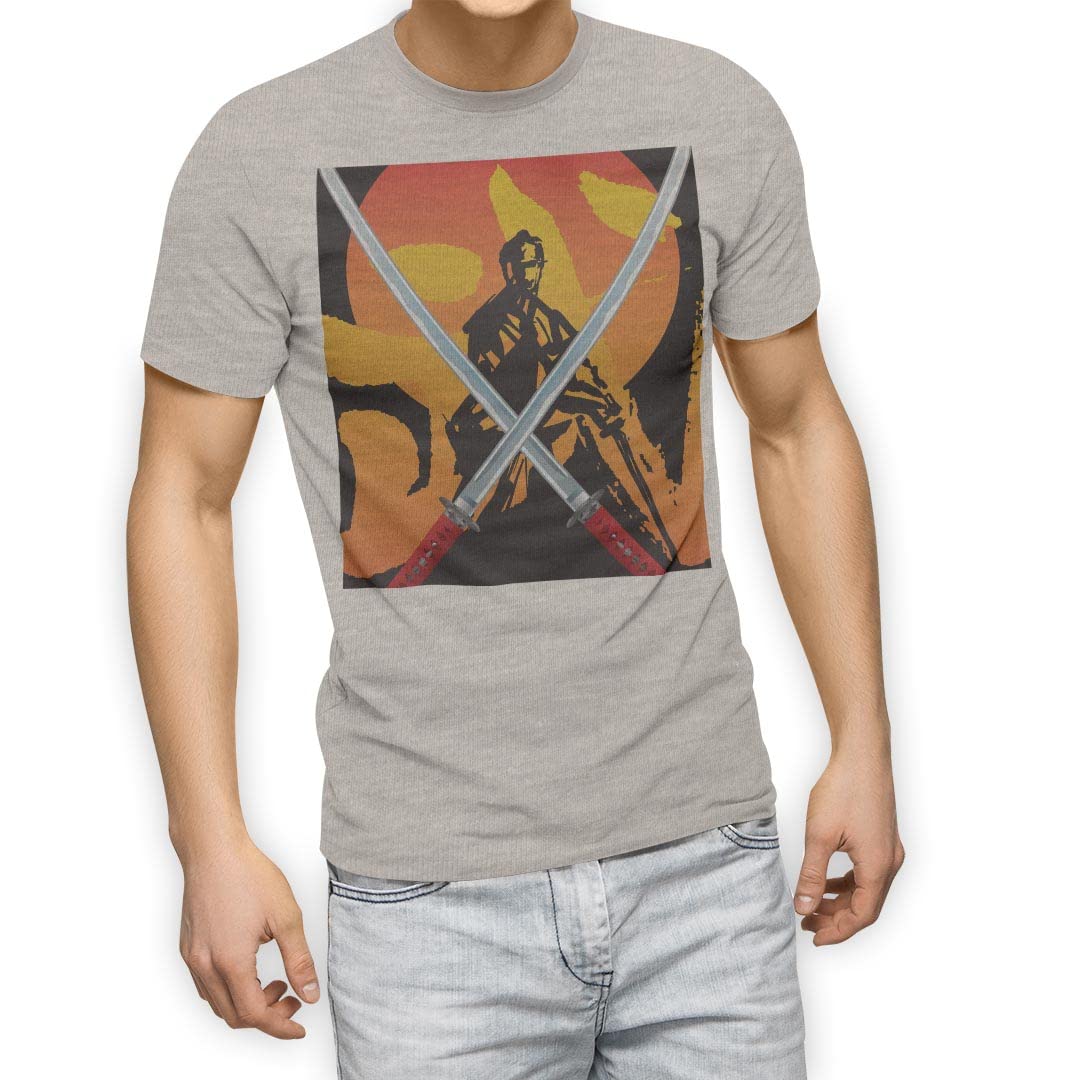 

3XL crew white sword illustration [igsticker] Men s T-shirt, size, printed, stylish, neck, gray, t-shirt, 004479, Japanese/Japanese pattern, samurai, серый