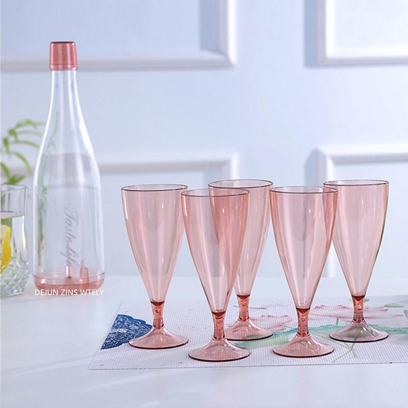 6 Pcs /set Outdoor Portable Red Wine Glass Set Food-grade Plastic Water Cup Picnic Champagne Cup Set Home Drinking Utensils