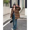 Woolen Plaid Women's Shirt New Collar Long Sleeved Button Up Blouse Spring Autumn Korean Casual Woman Fashion Top