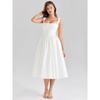 Summer New Niche Waist Back Lace-up Thin Versatile Thin White Dress