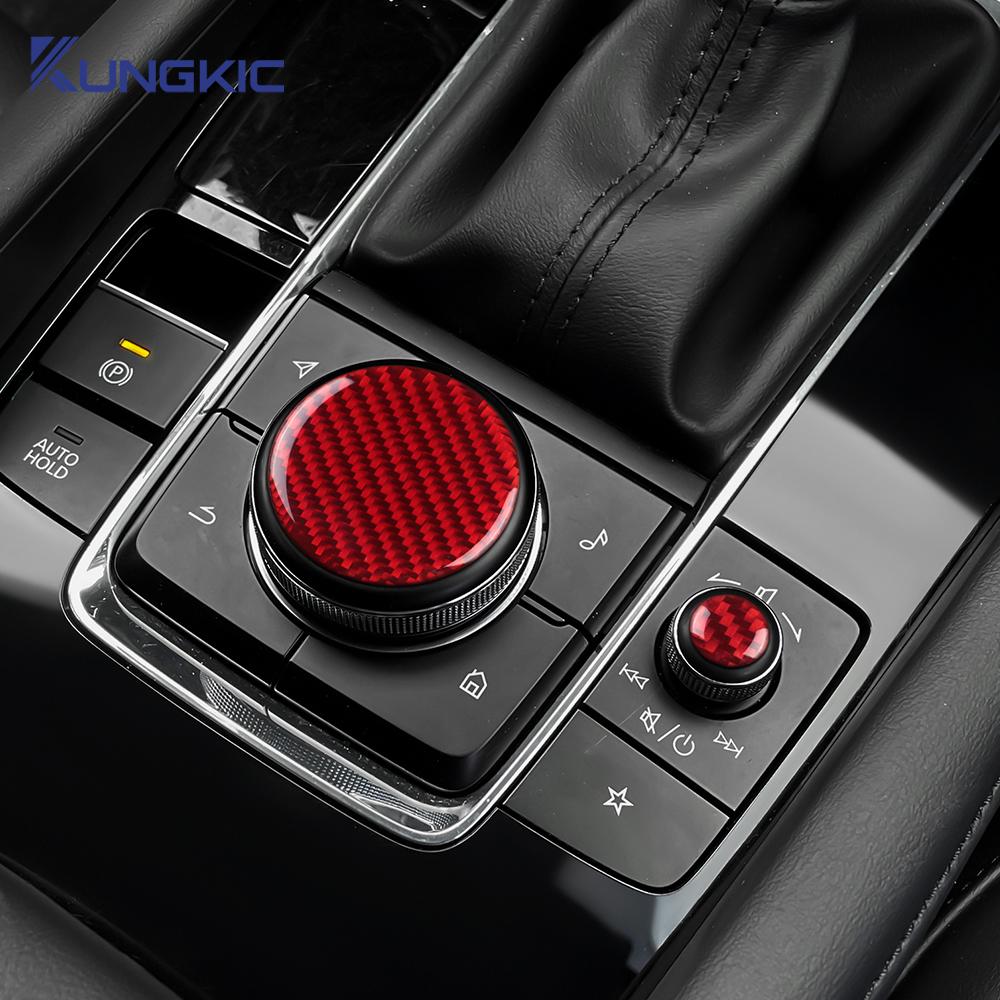 For Mazda 3 Axela 2019-2025/CX-30 2020-2025/CX-50 2022-2025 Real Soft Carbon Fiber Sticker Car Center Control Knob Decor
