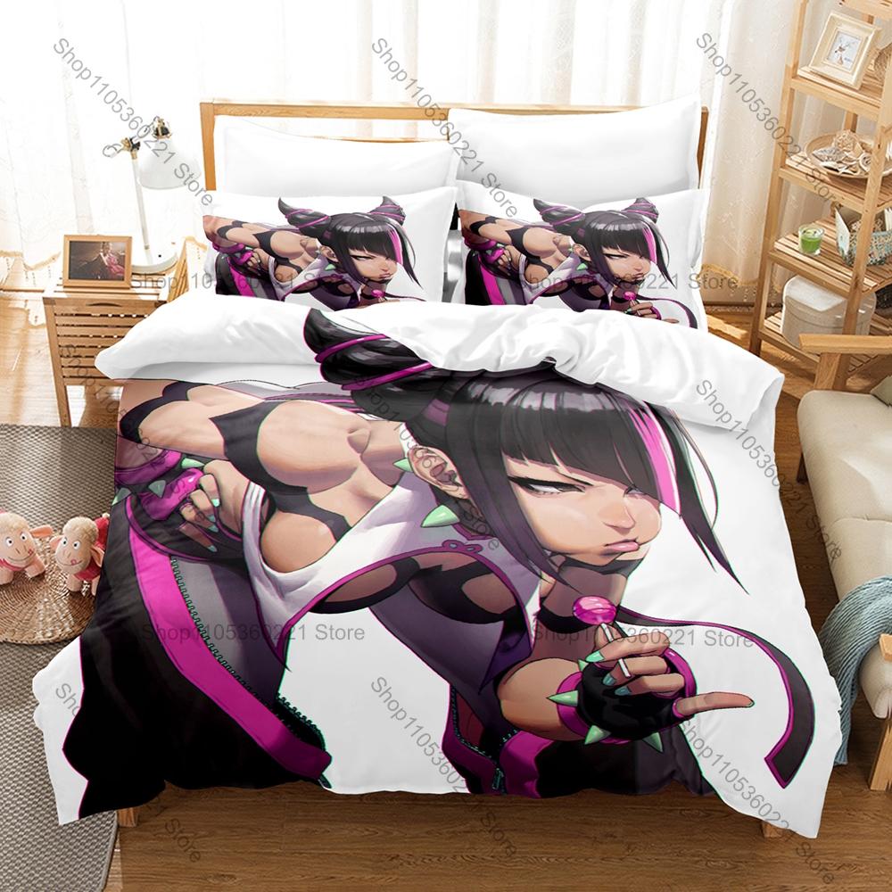 Cool Cool Edgy Juri Han Combat Kick Scene Print Duvet Cover + 2 Pillowcases Twin Full Queen King Game Bedding Set