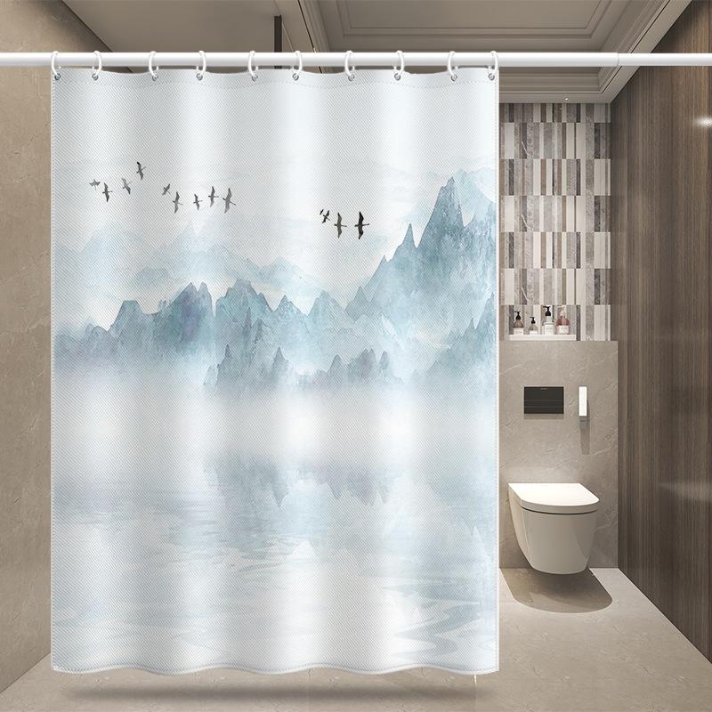 Bathroom Thickened Waterproof Curtain Mildew Proof Shower Curtain Shower Partition Curtain Shower Curtain Bathroom Curtain Free Perforation
