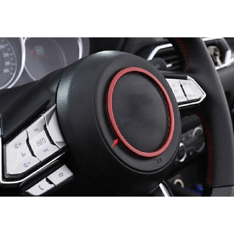 For Mazda CX-5 2017-2024 Bright Red Steering Wheel Horn Button Ring Trim 1PCS