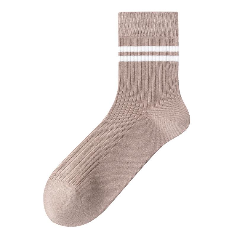 Men's Autumn and Winter Pure Cotton Striped Mid-calf Socks Boneless Long Socks Spring and Autumn Trend All-cotton Long Calf Socks Trend