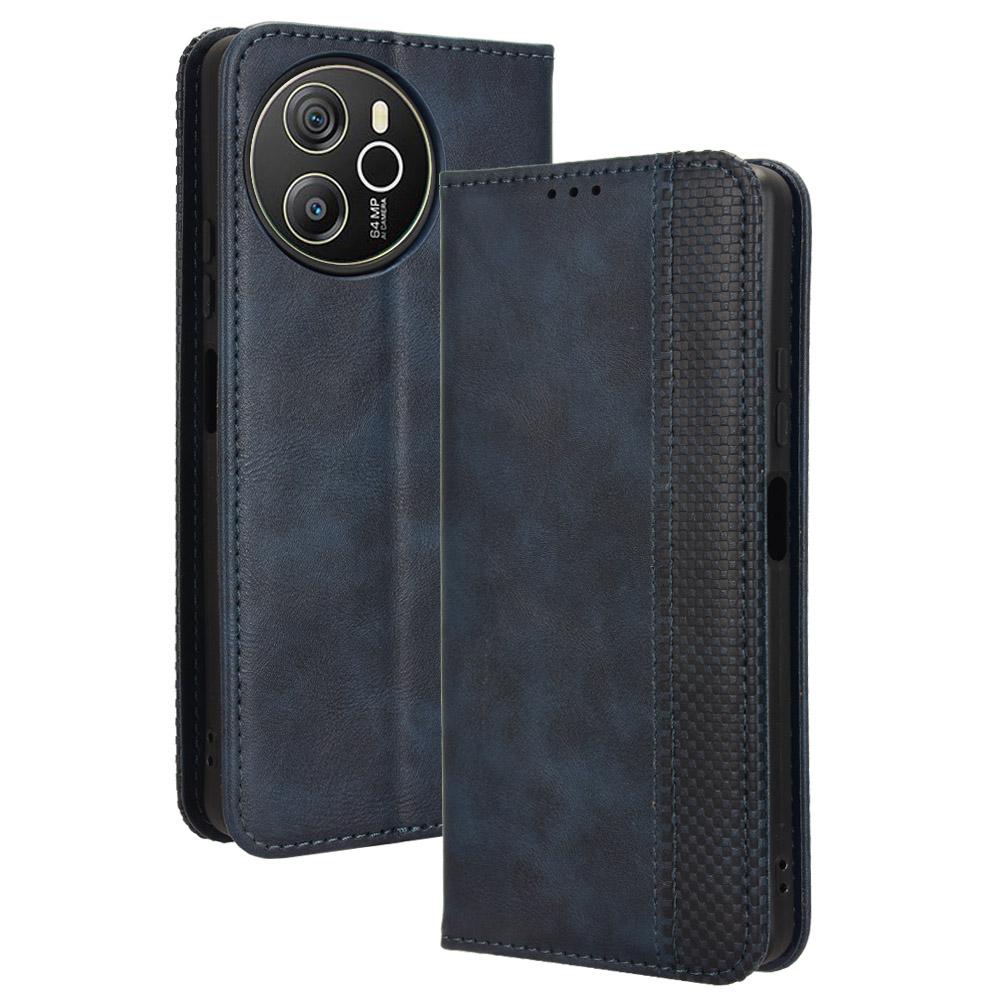 

For Blackview Shark 8/Oscal Tiger 12 Case Leather Retro Phone Cover Magnetic Closure Blue