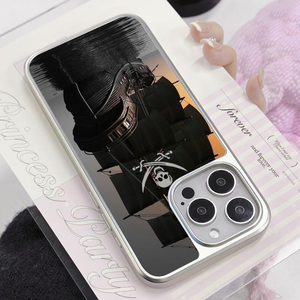 Pirate Corsair Mobile Phone Case for iPhone 17 16 15 14 13 12 11 Air Pro Max Plus Silver Plating Colorful Cover Cover Luxury