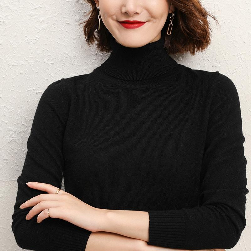 Autumn and Winter New High Lapel Sweater Women's Long-sleeved Knitted Sweater Wear Inside and Outside Pullover Top Loose and Thin Base