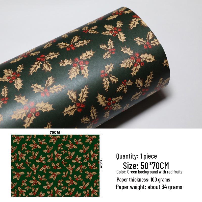 

Ретро Крафт Пакувальний папір для подарунків з різдвяною ялинкою для дітей - Букет ручної роботи