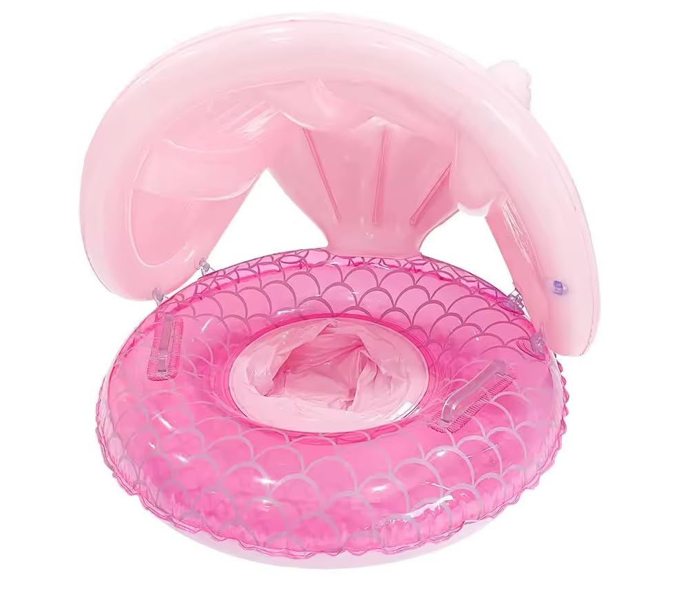 

и плавательный круг с крышей и съемным плавательным кругом для защиты от солнечных ожогов Детский младенческий солнцезащитный козырек, [Русалка] розовый