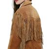 Noora Women's Brown Western Style Suede Jacket Fringed With Buttons Closure | Streetwear Autumn And Winter Leather Jacket |