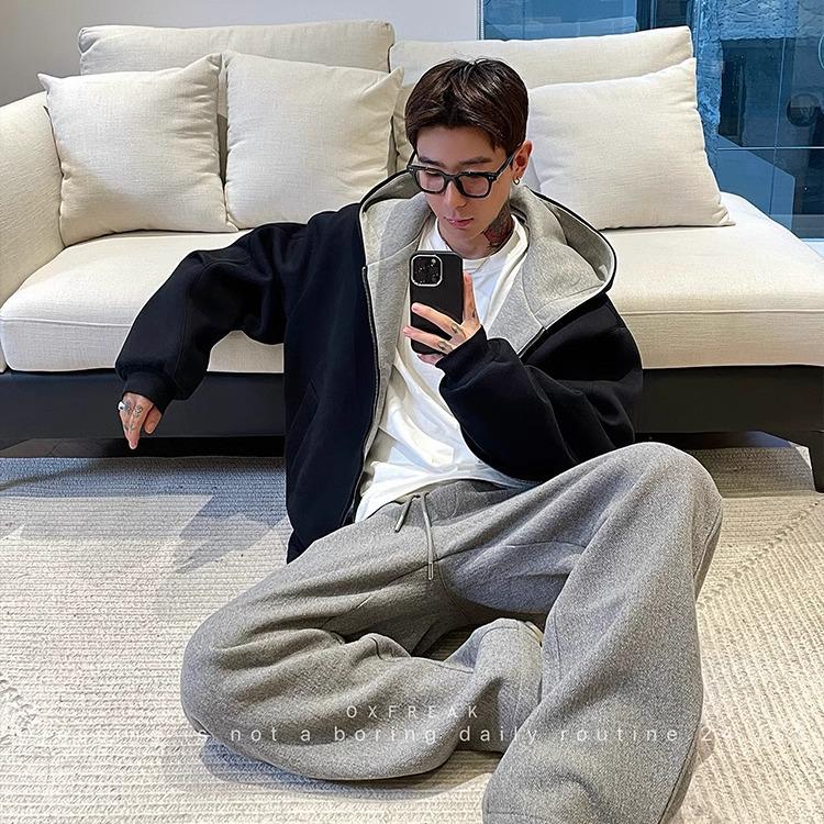 OXFREAK Heavyweight Men's Double Zipper Hooded Cardigan for Autumn/Winter 2025