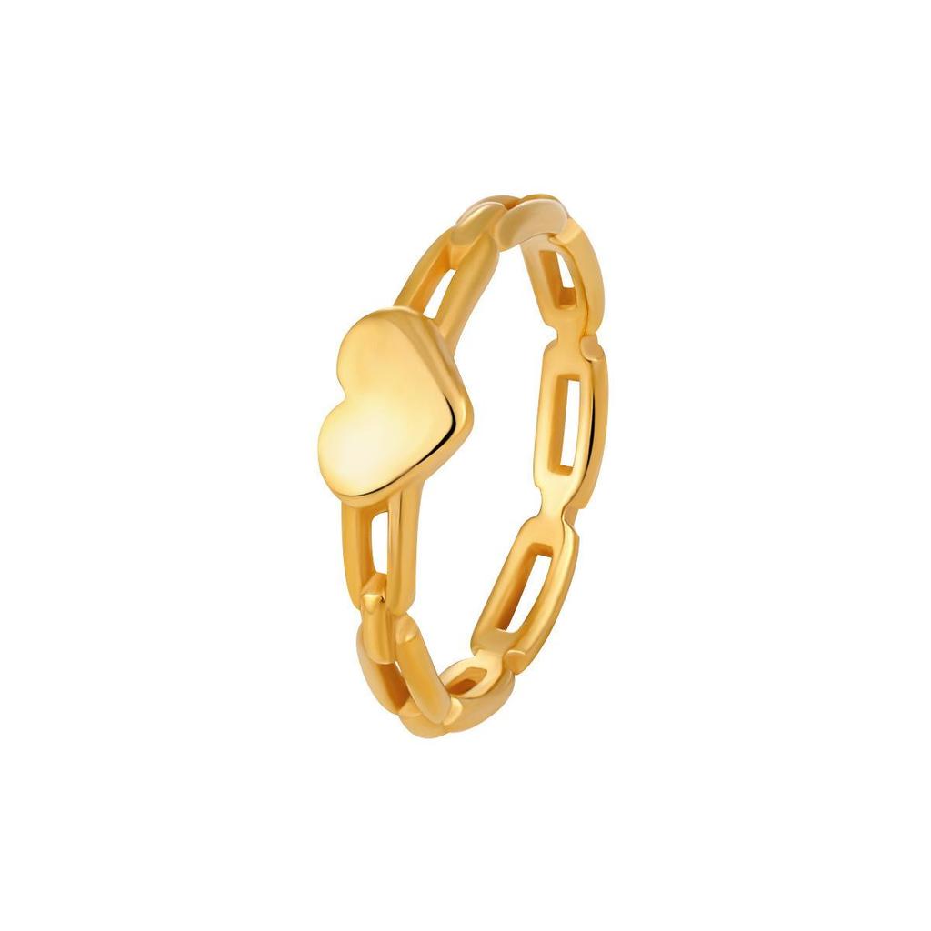 Gold-Plated Titanium Steel Heart Ring - Geometric Design for Women