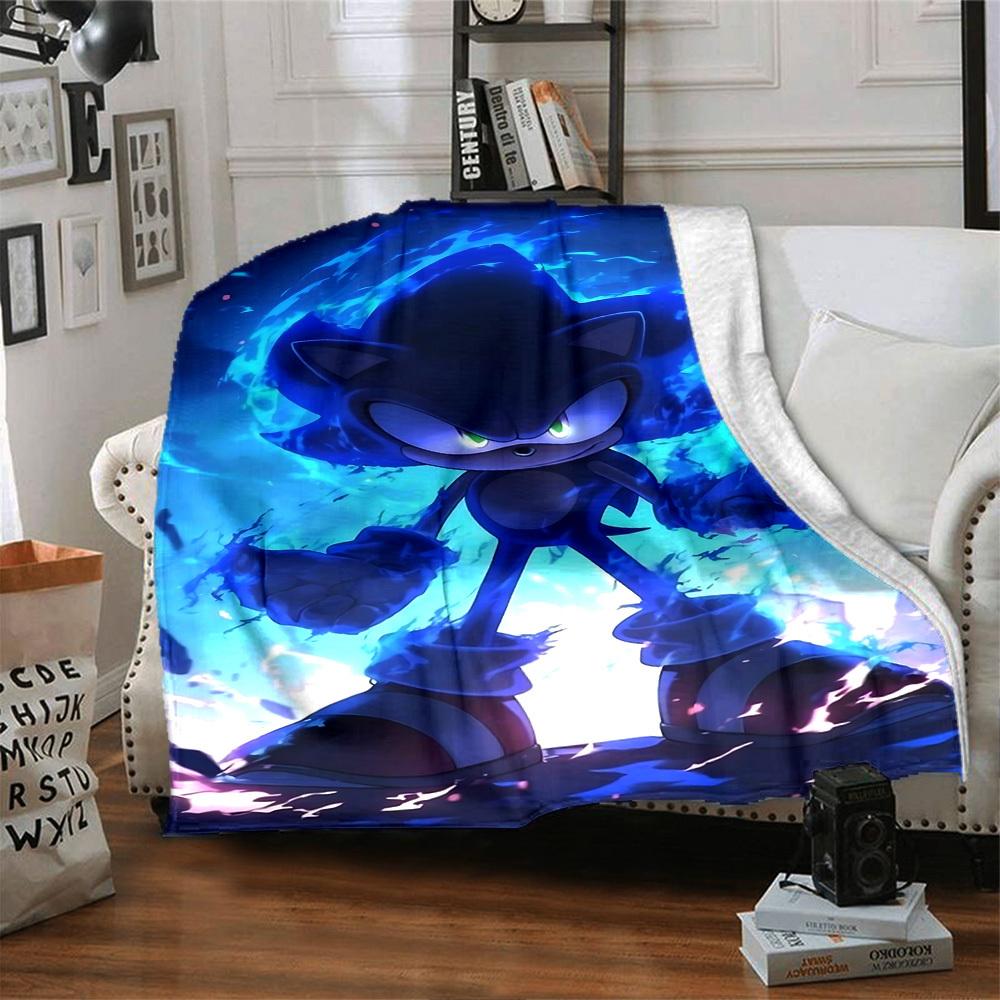 1 pezzo Coperta di Sonic The Hedgehog Leggera Coperta in Flanella per Divano Letto Viaggio Campeggio Soggiorno Ufficio Divano Sedia