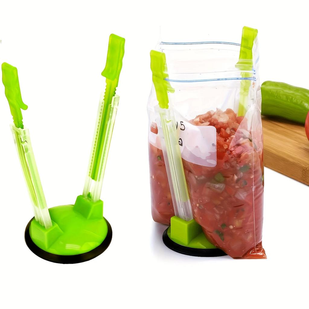 1PC Adjustable Non Slip Ziplock Storage Bag Holder Bag Clip Hands-Free Plastic Hand Baggy Rack Sandwichs Bag Rack Kitchen Gadget