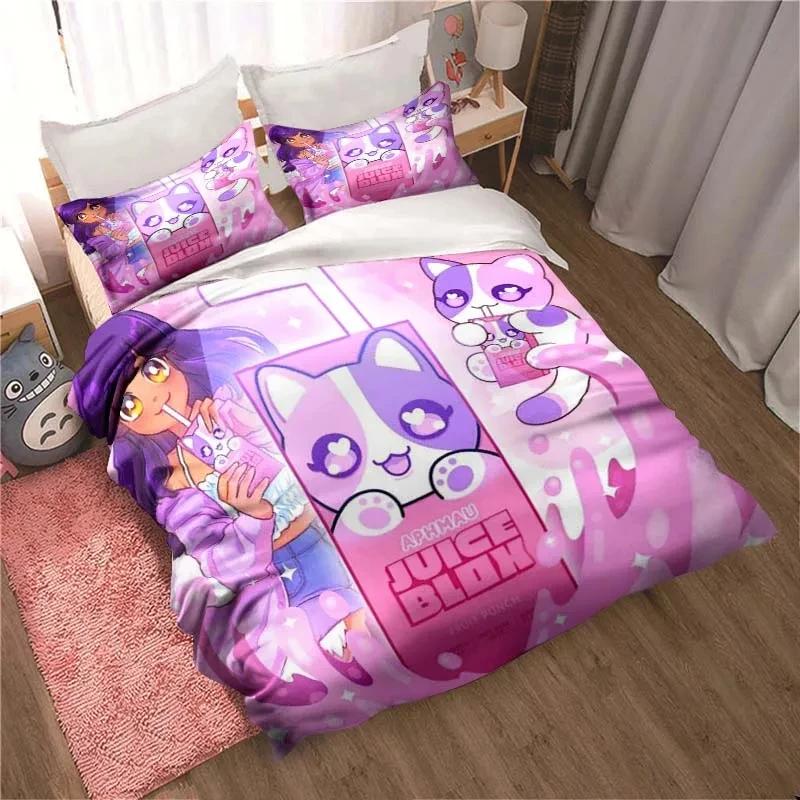 3D Print Bedding Set Duvetcover Set Single Double King Size Kawaii Cartoon Aphmau Adult Boys Bedroom Duvet Cover and Pillow Case
