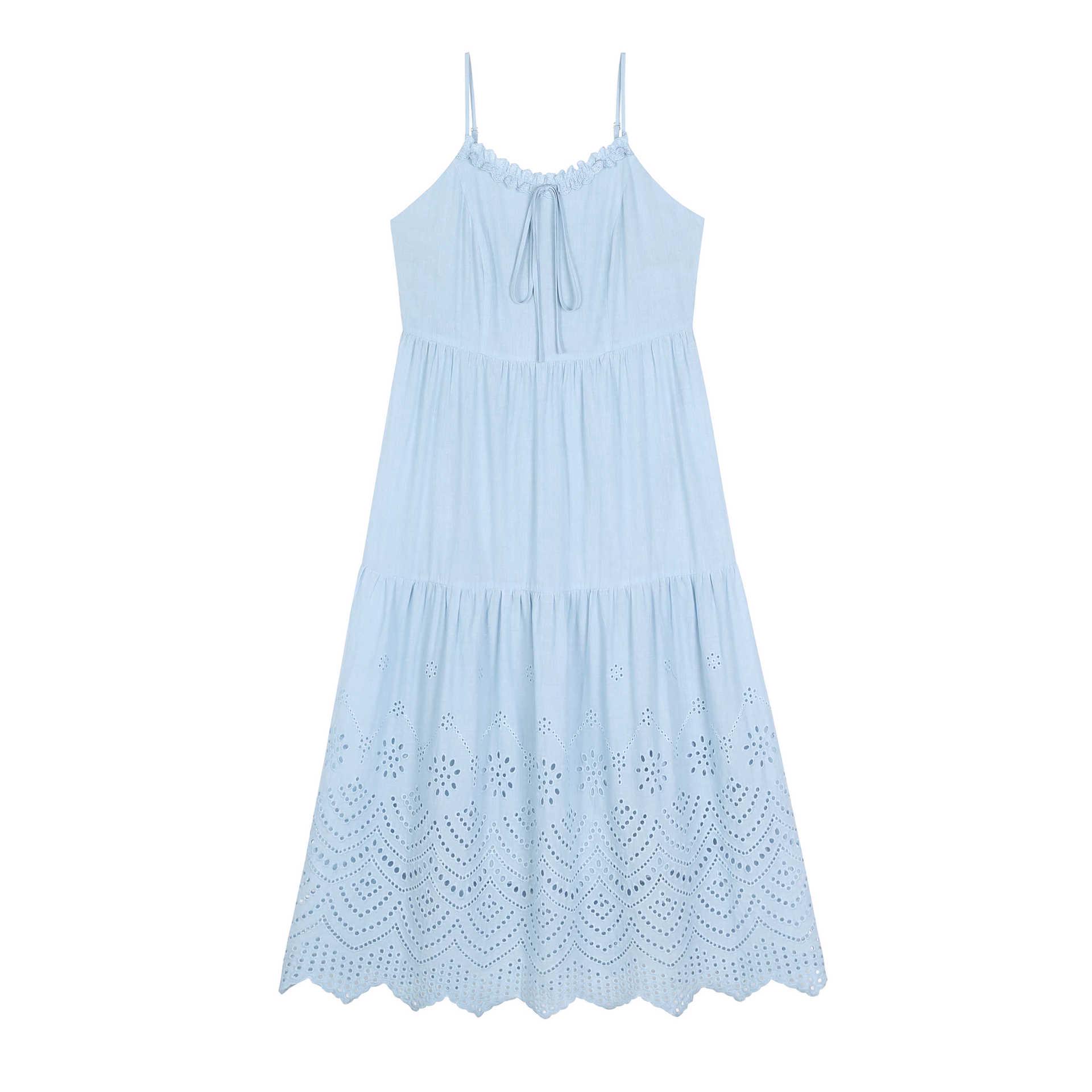 Plus Size Korean Style Embroidered Hollow Patchwork Camisole Dress for Women - Slimming and Flaw Covering 5XL (200-220 jin)