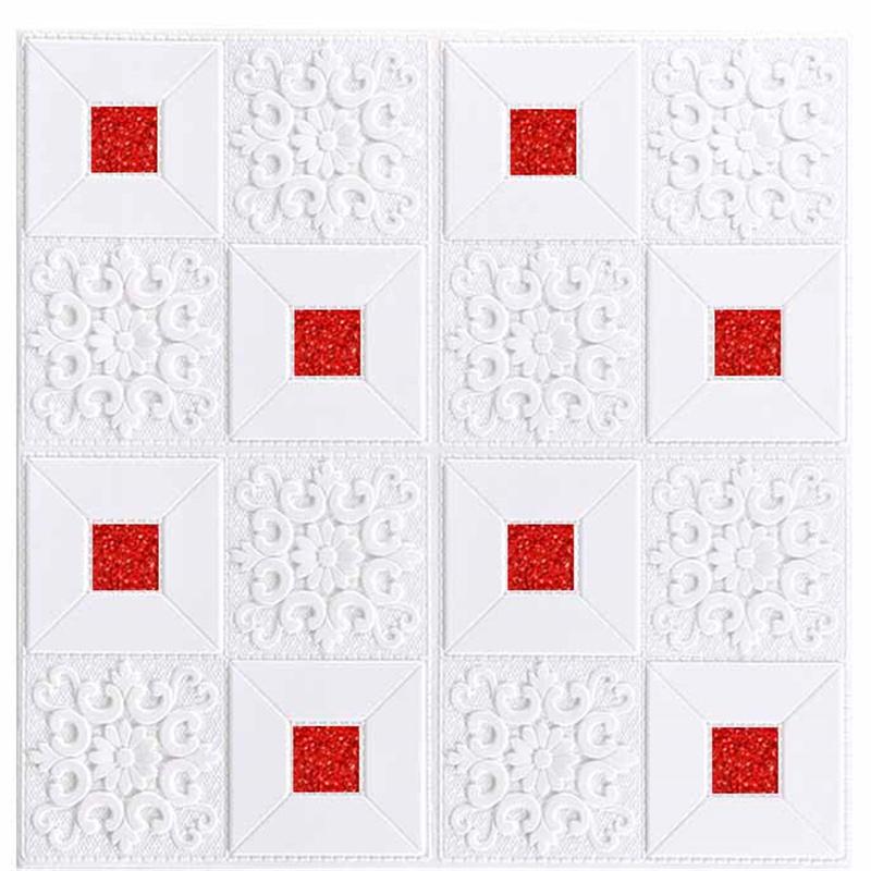 

70*70см 3D Утолщенные Самоклеящиеся Обои XPE Пена Ударопрочное Настенное Покрытие для Потолка Крыши и Домашнего Ремонта Декорации 1pc красный