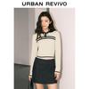 UR Women's Retro Color-Block Bow-Knot Long-Sleeve Knit Top