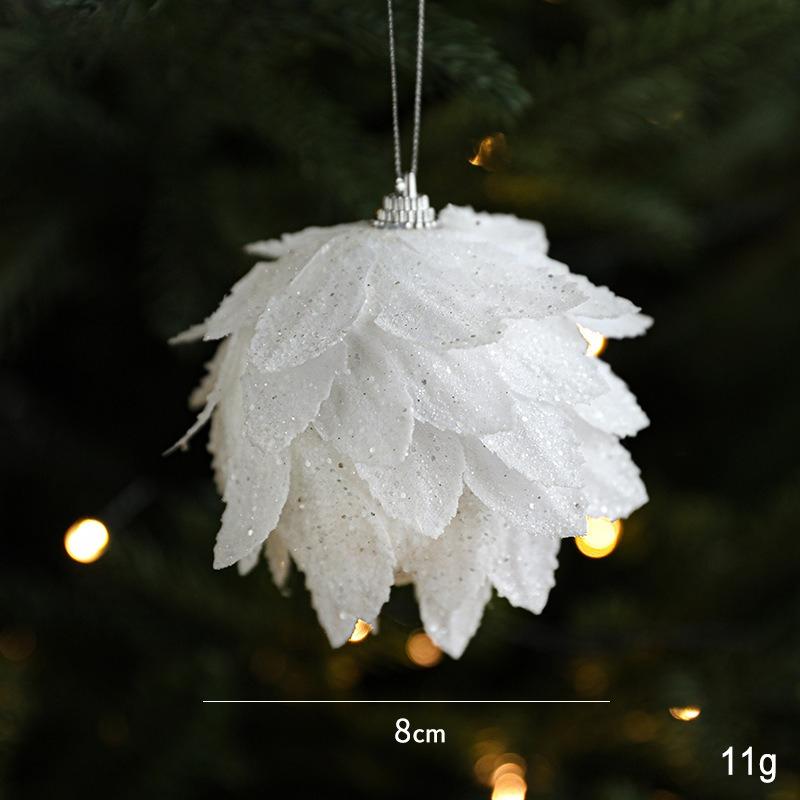 5pcs Flower Christmas Balls White Colorful Xmas Tree Hanging Ball Ornaments Door Windows Wall Decor For New Year Home Office