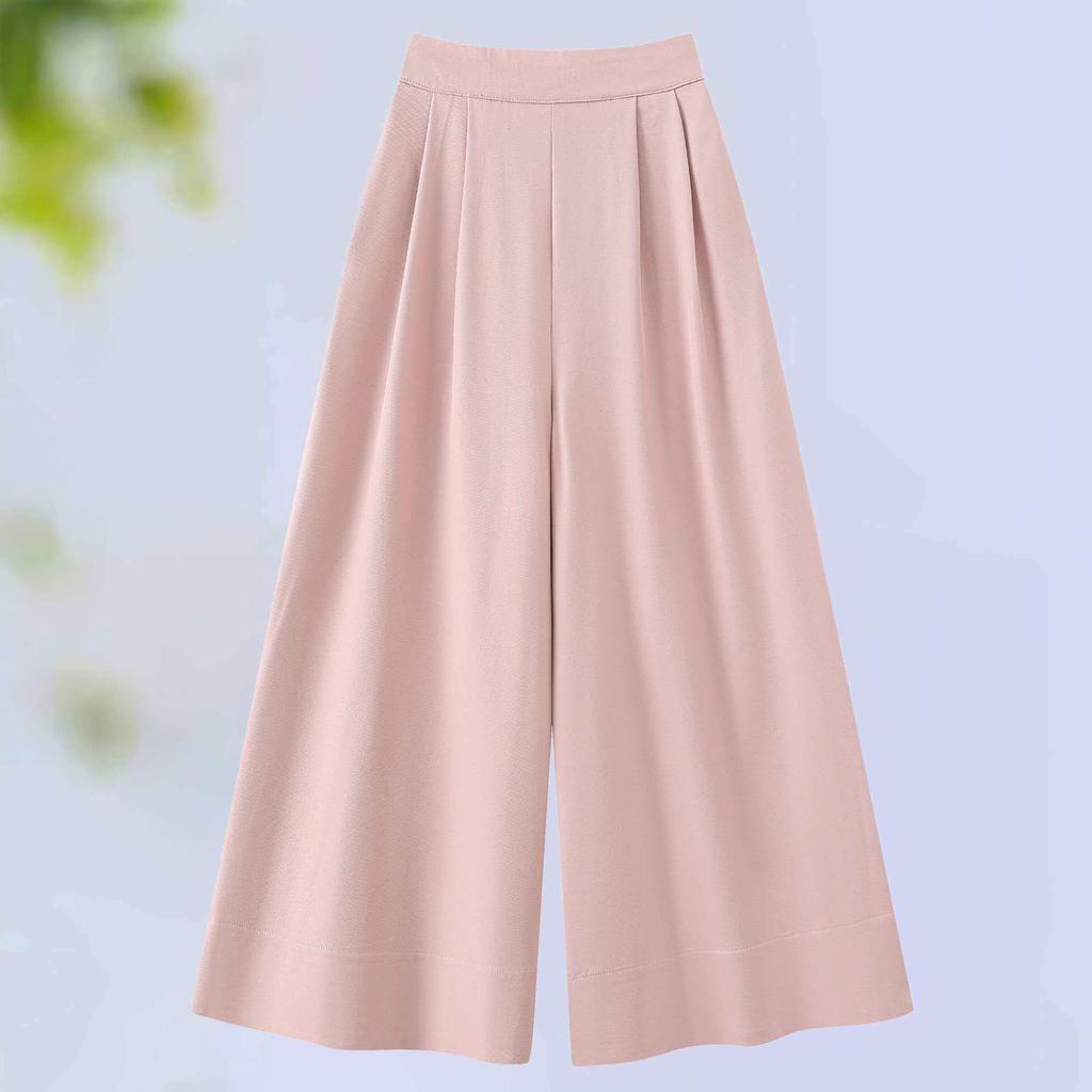 Women's New Chinese Style High-Waisted Wide-Leg Cropped Pants - Versatile, Slimming, Casual Fit for Spring and Autumn