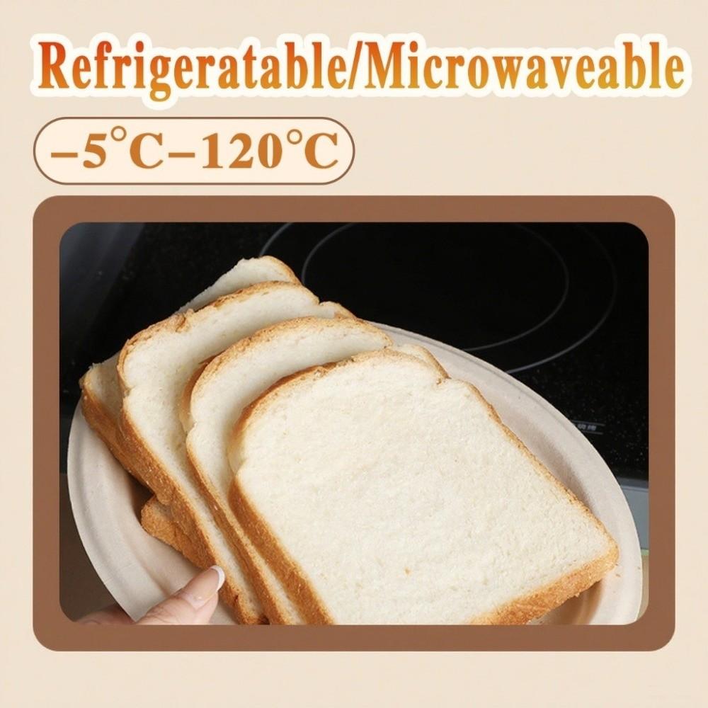 50pcs Disposable Round Paper Plates Oil Resistant Anti-Seepage Disposable Dinner Dish Microwavable Biodegradable