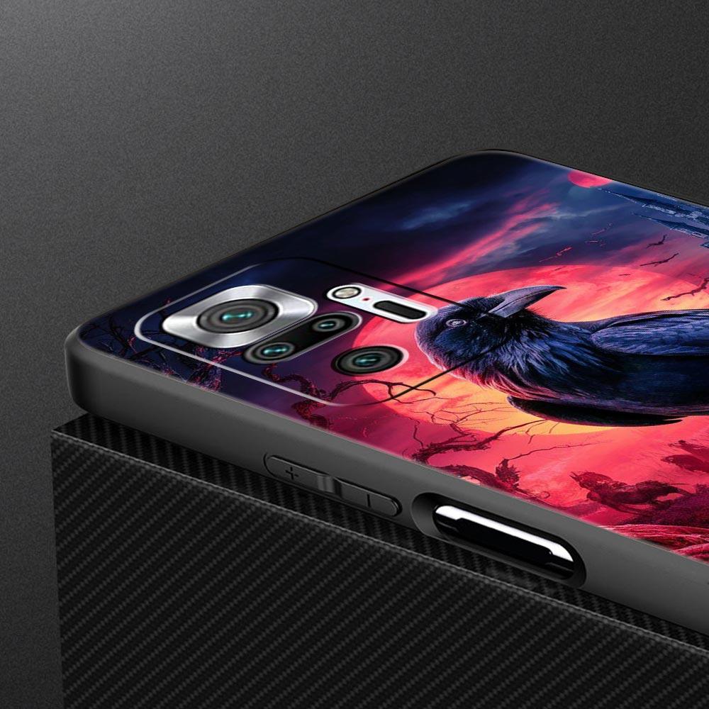 Black Raven Phone Case Cover for Redmi 14C 10C Note 15 14 13 12 10 11 K40 Pro Plus 5G Shockproof Soft TPU Shell Fundas Capa Bag