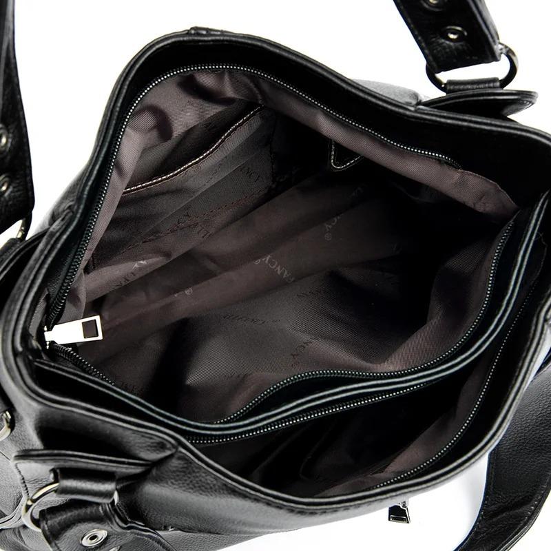 High Quality Soft Leather Handbags for Women 2023 Vintage Women's Shoulder Messenger Bag Luxury Large Capacity Female Sac A Main