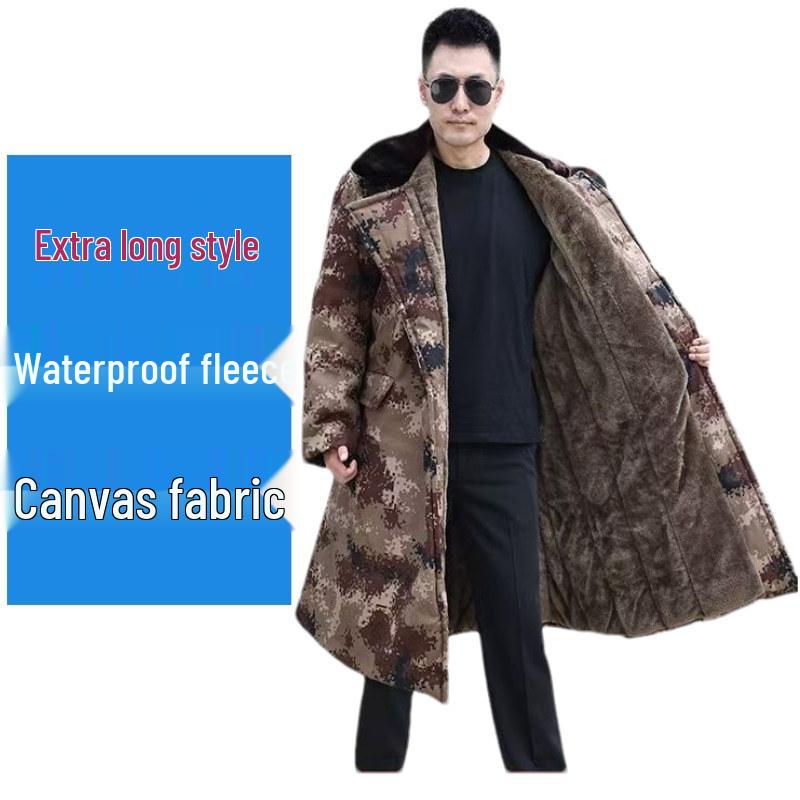 Men's Waterproof Military Winter Coat with Velvet Lining - Thick, Insulated, and Warm Long Cotton Jacket for Cold Protection