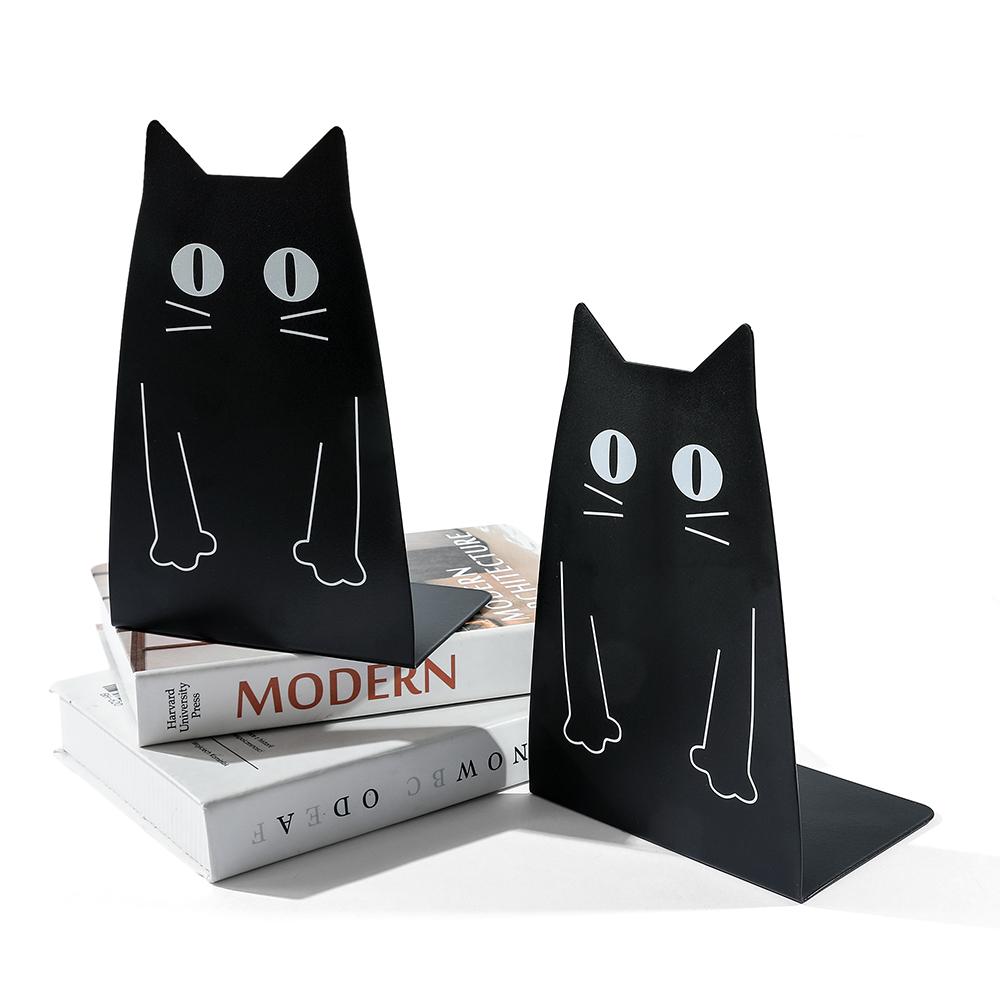 Niedliche Schwarze Katze Buchstützen Schwerlast Metall Buchstützen Büro Schreibtisch Zuhause Bücherregal Für Buchliebhaber Buchständer Bürobedarf